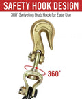 Two Pack Heavy Duty Ratchet Chain Binders 5/16 to 3/8 Inch With Swivel Grab Hooks And 5400 Lb Working Load Limit For Flatbed Trailers And Trucks