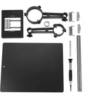 2 In 1 Hot Air Rework Stand With 65mm And 40mm Clamp, PCB Board Holder, components and tools on white backdrop