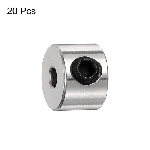 Set Screw Shaft Collars 2.05mm Bore 7mm OD 5mm Width 20Pcs Drill Stop Collars Carbon Steel Nickel Plated High Strength Locking Collars For Positioning Spacers And Bearing Stops In Machinery
