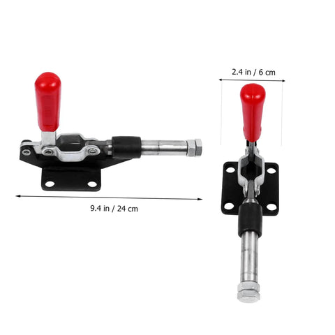 Fast Locking Level Fastener Push Pull Clamp For Vertical Fixtures with toggle catch and plastic handle, front view displayed