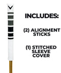 Heritage Wood Golf Alignment Sticks With Cover Vintage Hickory Style Practice Aids, two sticks with sleeve cover shown.