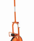 Solid As Rock Metal Measuring Wheel With Heavy Duty Plastic Wheel And Mechanical Click Counter Featuring Clear Metric Readouts For Meters And Decimeters at a side angle