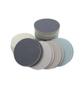 Six Pack 5 Inch Sponge Sanding Discs With Peel And Switch Backing For Easy Swap And Dust Vent Holes To Keep Your Workspace Clean While Polishing Or Grinding Wood Metal Or Plastic At Any Grit Level.