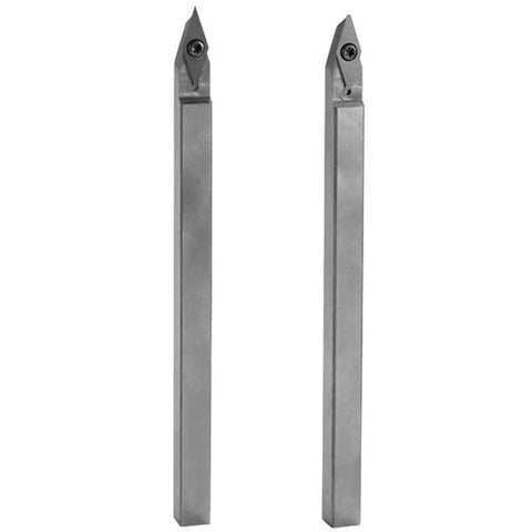 Premium Wood Lathe Turning Set Featuring Rust Proof Carbide Insert Blades and Heavy Duty Aluminum Handles for Smooth Woodworking Projects and Rock Solid Precision, showing carbide insert blades.