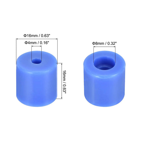 No Drama Silicone Bed Mounts For 3D Printer Hot Bed Leveling Columns And Vibration Dampeners 12 Pack Blue 16mm silicone mounts with measurements.