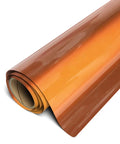 Premium Electric Copper EasyWeed Heat Transfer Vinyl Roll, 11.8 By 3 Feet, showcasing the glossy surface of the HTV.