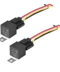 4 Pin SPST 12V 40A Car Relay Harness Kit 2 Pack with 12AWG color-coded wires and sockets, heavy-duty auto electrical relay gear