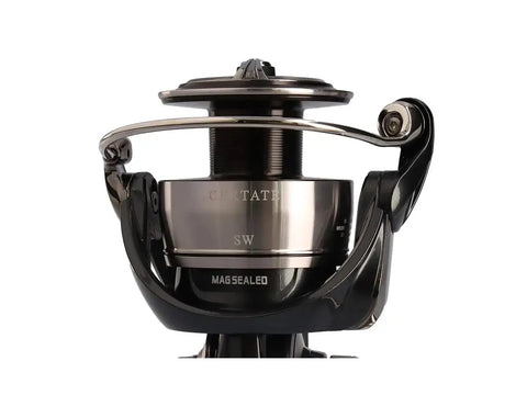 Front view of Certate SW 2026 Saltwater Spinning Reels 20000 Size Power showing MQ aluminum body and MAGSEALED shaft.