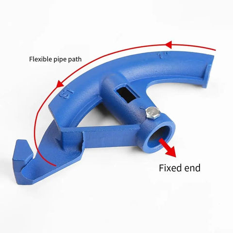Noteflora 3/4 Inch Conduit Bender And Pipe Bending Tool With Ergonomic Grip showing flexible pipe path and fixed end in blue.