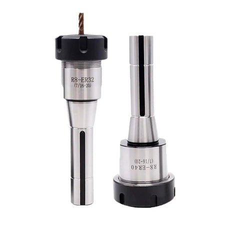 Top Tier R8 ER Collet Chuck Handle Kit With Secure Grip And Durability For Milling Lathe CNC Machining Jobs Featuring High Precision Taper Shank, R8-ER32 and R8-40 sizes.