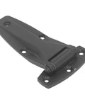 Soft Close T Hinge Zinc Alloy T Strap Hinge for toolbox, car door repair, cabinets in black, universal design, easy install, front view