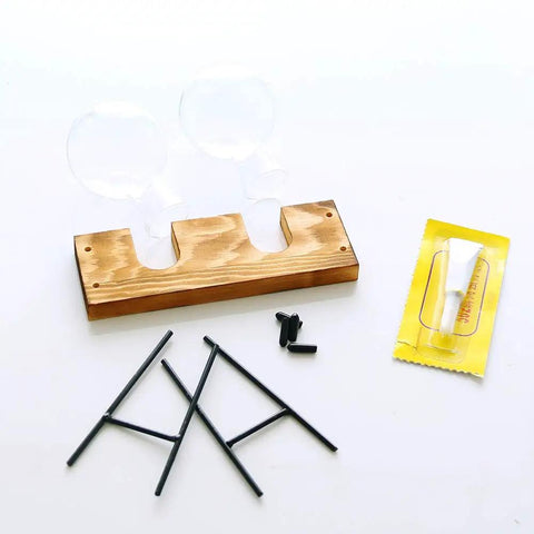 Glass Propagation Terrarium Planter Stations Stand for Desktop Indoor Hydroponics, assembly pieces and bulb vases