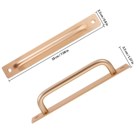 Two Pack Aluminum Door Handle Pulls With Ergonomic Design And 128mm Hole Spacing, Sleek Black Barn Door Handles For Gates, Easy Install, Durable And Versatile Hardware For Sliding Doors, Closets, And Interior Rooms, showing gold finish and ergonomic grip.