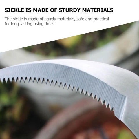 Close-up of stainless steel serrated blade for the Handheld Weeding Tool With Serrated Edge.