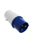 Tough As Nails 32A Industrial Three Pin Plug with blue collar and captive terminals for secure power delivery.