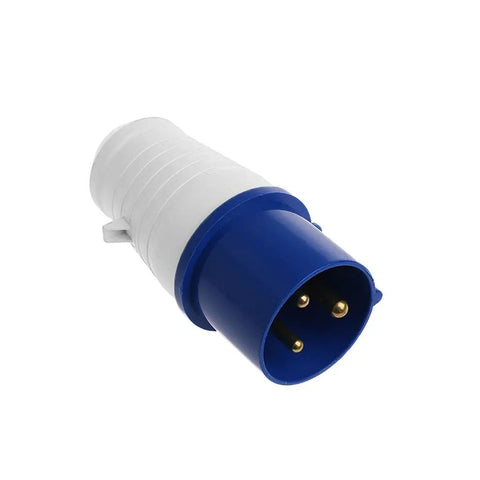 Tough As Nails 32A Industrial Three Pin Plug with blue collar and captive terminals for secure power delivery.