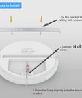Installation steps of 15 Inch LED Flush Mount Ceiling Light 40W 3800 Lumens Daylight 5000K Waterproof Round Fixture