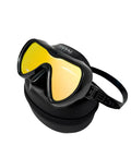 Dope Anti Fog Diving Mask For Scuba, Snorkeling, And Free Diving With Wide Angle Single Lens, Ultra Clear Vision, on black case