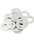 Ultra Thin Stainless Steel Flat Washer Set Kit For Auto And Diy, Pro Grade Precision Gasket Shims M3 To M30, 10-100 Pcs, 0.1, 0.2, 0.3, 0.5mm Thick, Includes M8x12 Pack 50, Super Easy To Keep Bolts Tight. Stainless steel flat washers stacked