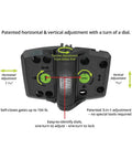 Heavy Duty Self Closing Gate Hinges Pair Black Steel Multi Adjust Tension And Alignment, showing dials for horizontal and vertical adjustments.