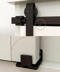 Close-up of 3 Foot Super Mini Sliding Barn Door Hardware Kit For Single Door TV Stands And Small Cabinets With J Shaped Hanger