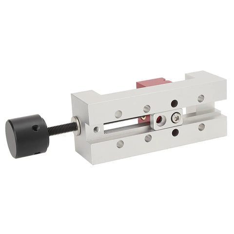 Mini Flat Clamp 50mm Clamping Range Aluminum Mini Bench Vise Clamp for Drill Press, side view showing handle and screw mechanism