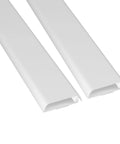 Slick Low Profile TV Wall Mount Cord Hider, Paintable Self Adhesive Cable Raceway, two white tracks close up view.