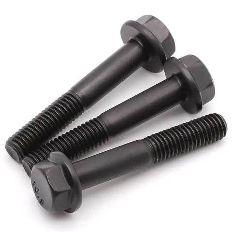Flanged M8 Hex Bolts 1.25 X 80mm, 8 Pack, Partial Thread, Black Oxide Finish, 10.9 Grade Alloy Steel, Motorcycle And Car Bolt Replacements, Hex Drive 13mm