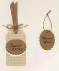 Gift tags display with 1.5 Inch Scalloped Ellipse Craft Punch Lever Action For Paper Crafting And Scrapbooking, Great For Cards And DIY Projects