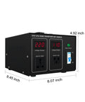 Heavy Duty Step Up And Down Transformer 220V To 110V 2000W Voltage Converter with dual displays and sockets.