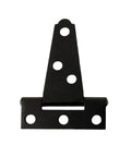 Two Pack 2 T Shape Rustproof Iron Light Duty Shed Gate Hinge Strap Door Hinges Black with screw holes for installation.