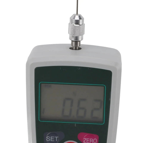 Digital Force Meter Portable Push And Pull Tester 2N To 20N With Built In Sensor For Material Testing And Quality Control Lab Grade Precision Easy Readout Durable Pocket Sized Handy Tool close-up display and probe