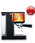 Side view of Semi Automatic Espresso Coffee Machine For Home Use With Steam Wand And Large Capacity Over 16 Cups, Aluminum Alloy Body