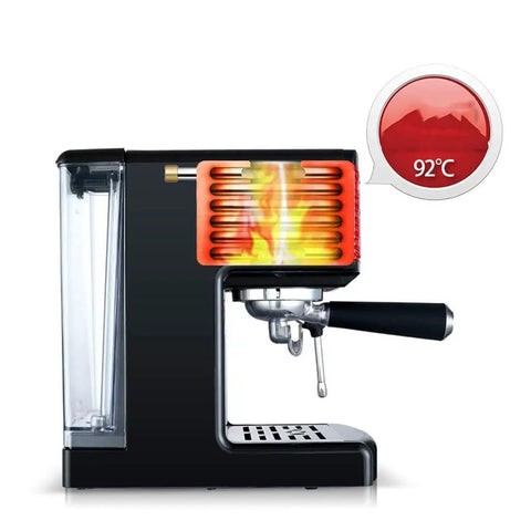 Side view of Semi Automatic Espresso Coffee Machine For Home Use With Steam Wand And Large Capacity Over 16 Cups, Aluminum Alloy Body