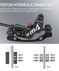 4 Piston Mountain Bike Hydraulic Disc Brake Set For Front Right 800mm And Rear Left 1400mm E Bike Brakes with brake diagram