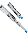 Badass Heavy Duty Full Extension Drawer Slides 26 Inch Pair with ball bearing rollers shown in silver finish.