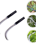 Two Pack Steel Willow Leaf Sickles Heavy Duty Garden And Farm Tools For Harvesting And Weeding Arc Blade With Anti Slip Wooden Handle Forged Stainless Steel