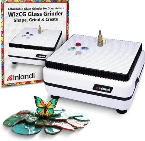 Stained Glass Grinder For Shaping And Drilling With Dual Bit Gear Using Three Quarter Inch And One Quarter Inch Diamond Grinding Bits
