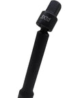 Six Inch Universal Joint Swivel Impact Extension Half Inch Drive To Half Inch Drive Pinless, 360 Degree Flex, Heavy Duty Cr-Mo Alloy Forged And Heat Treated, High Torque For Tight Spots, Lifetime Limited Warranty. black 6-inch 1/2-inch drive swivel extension
