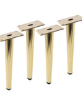 Rock Solid Gold Metal Furniture Legs Set of Four With Slanted Oblique Style 9.8 Inch Height Replacement Feet for Couches and Coffee Tables