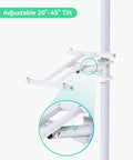 Heavy Duty Pole Mount Bracket For Solar Panels 50W To 150W With Adjustable Tilt on pole, close-up on tilt mechanism