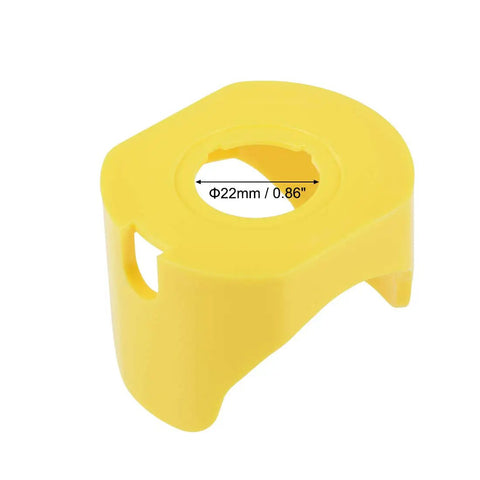 22Mm Plastic Push Switch Button Protective Cover With Two Feet Design For Emergency Stop Yellow Warning Circle No More Misclicks Guard