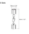 10 Sets Of 9mm Leather Cord End Caps With Lobster Claw Clasps Barrel Terminators, silver tone iron, 9mm diameter, 40mm length.