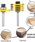 Two Piece Slot Cutter Router Bit Set With Bearings One Quarter Inch Shank Six Cutting Widths for woodworking materials.