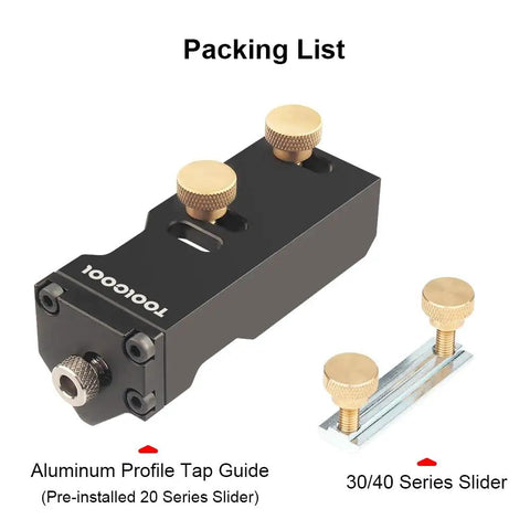 Aluminum Profile Tapping Assistant Tap Guide Jig For 20 30 40 Series European Standard Extrusion with sliders shown