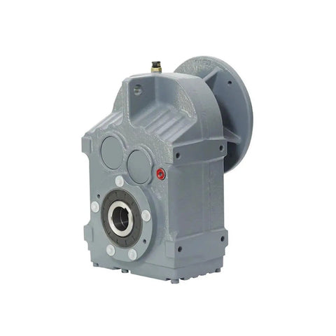 Beefed Up Workhorse Parallel Shaft Helical Gear Reducer With 1 To 3 And 1 To 500 Reduction Range, Dead Quiet Smooth High Torque Output, Horizontal Or Vertical Mounting, Multi Voltage 12V 24V 110V 220V 380V For Industrial Drives, gray cast housing