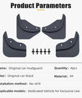 Next Gen Tesla Model Y Mud Flaps Splash Guards Set of 4 Fits 2025 and 2026 Models, rugged black PP material.