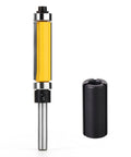 Flush Trim Router Bit With Top And Bottom Bearings, One And A Half Inch Cutting Diameter, One Quarter Inch Shank