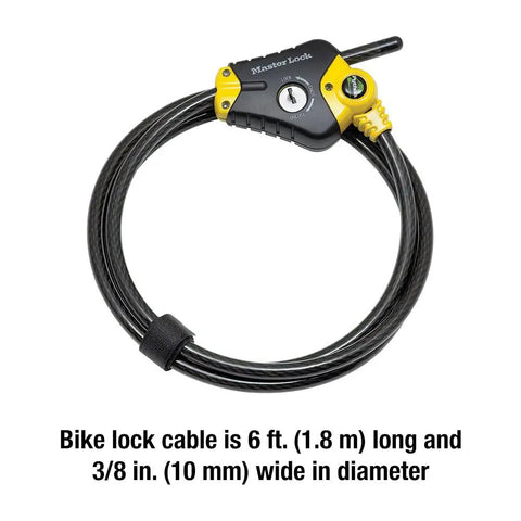 Python Cable Lock With Key, Heavy Duty Outdoor Lock For Bikes Trail Cameras Kayaks And Gear, Six Foot Long And Three Eighths Inch Diameter
