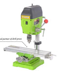 Milling Machine Work Table With Cross Slide And Compound Drilling Slide For Bench Drill Adjustable X Y Axis 310 By 90 mm shown with drill